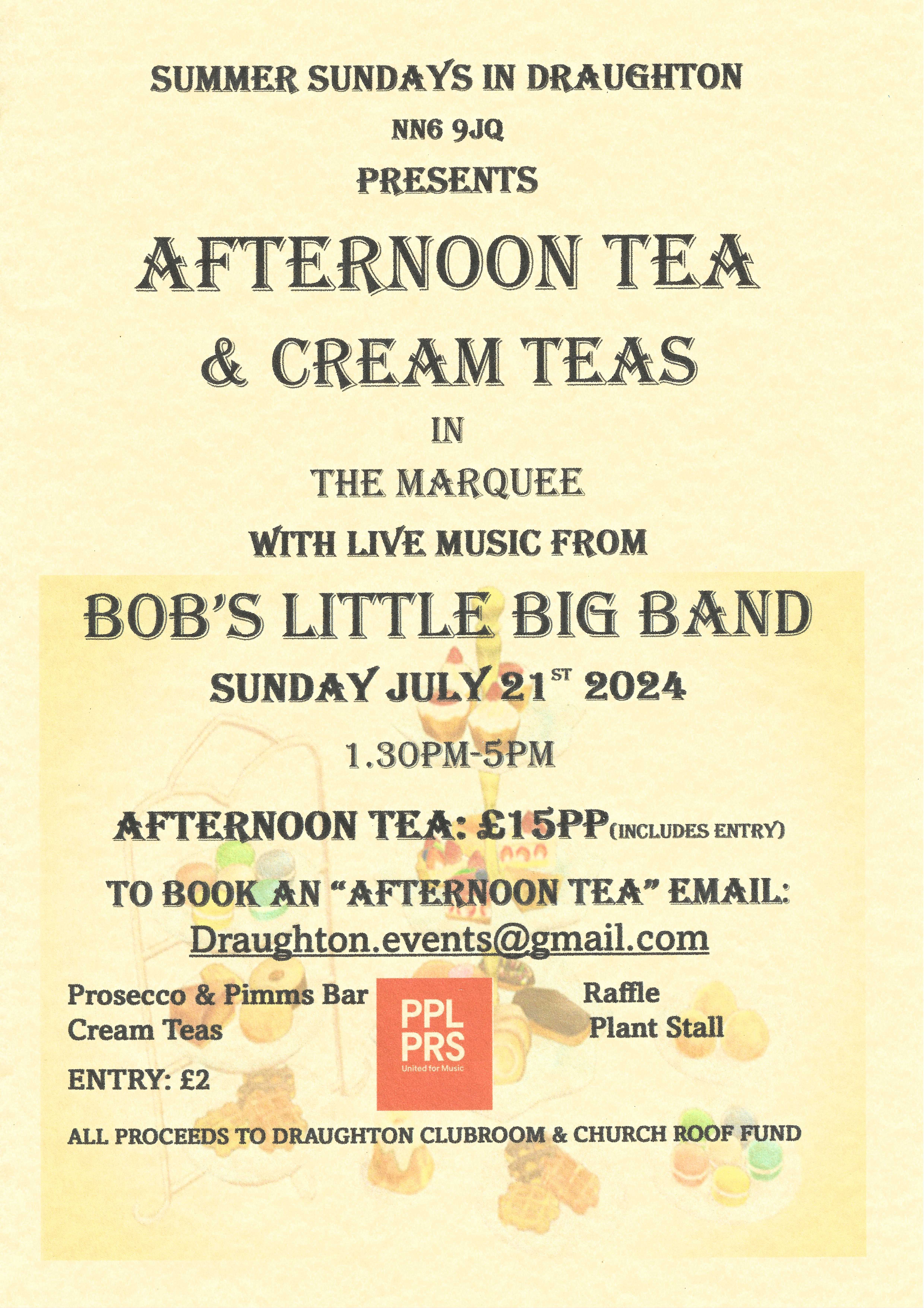 Afternoon Teas and Cream Teas with Live Music in the Marquee