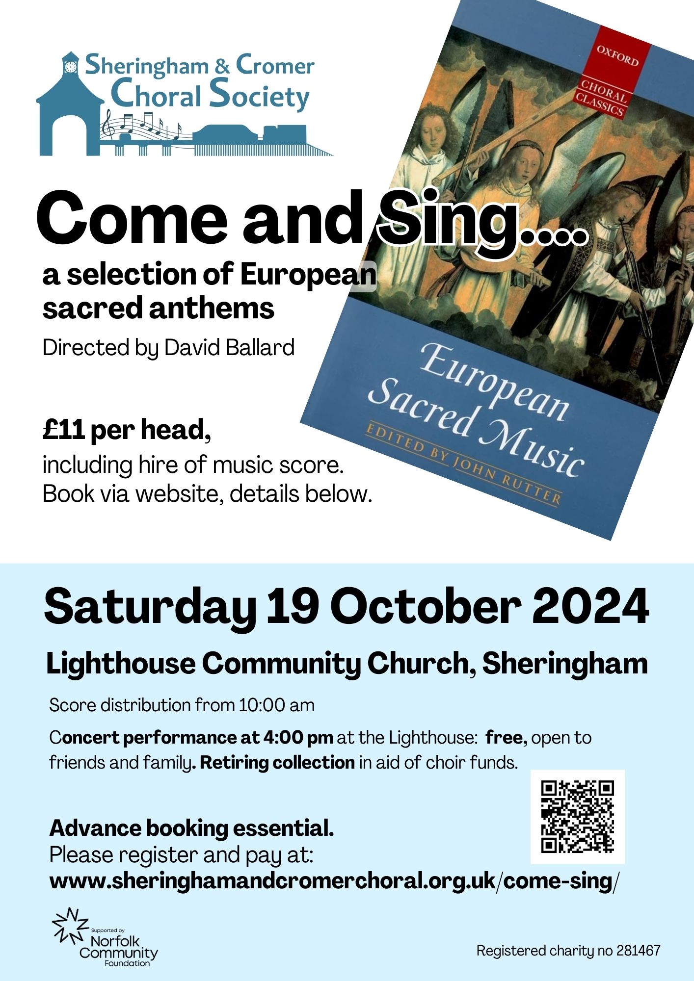 Come & Sing European Sacred Anthems with Sheringham and Cromer Choral